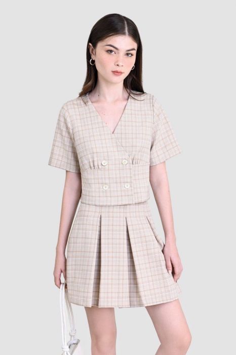 Ao crop hoa tiet ca ro 4 nut